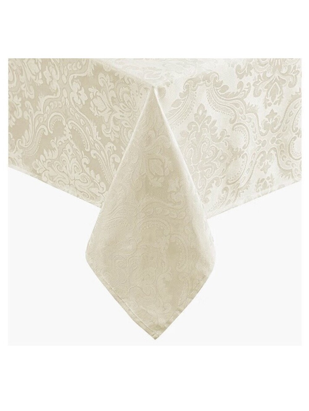 Caiden Elegance Damask Tablecloth, Ivory - 60" W x 120" L